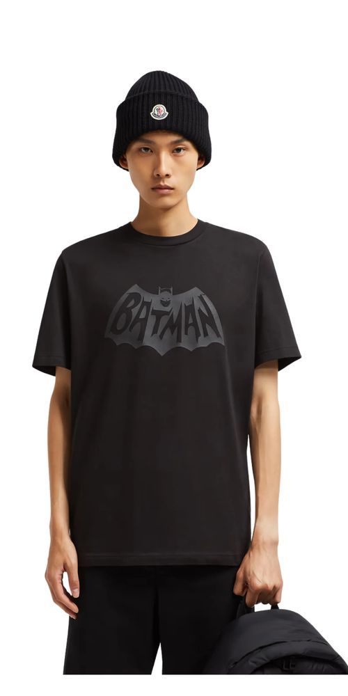 Moncler Batman Logo Cotton T-Shirt Herren schwarz