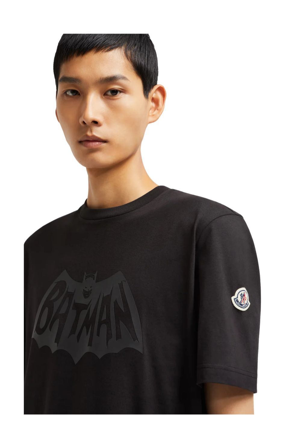 Moncler Batman Logo Cotton T-Shirt Herren schwarz
