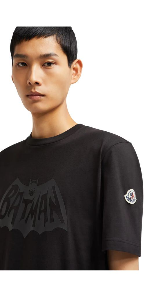 Moncler Batman Logo Cotton T-Shirt Herren schwarz