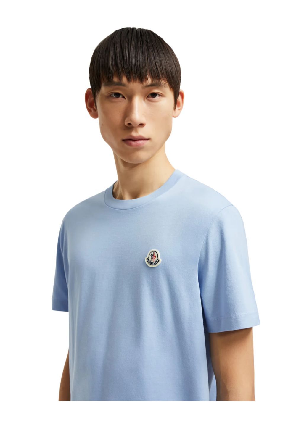 Moncler Logo Patch Cotton T-Shirt Herren Hellblau