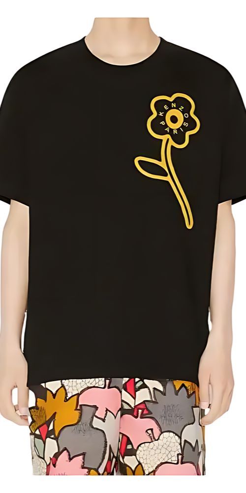 Kenzo Blumen Print T-Shirt Oversized Unisex schwarz