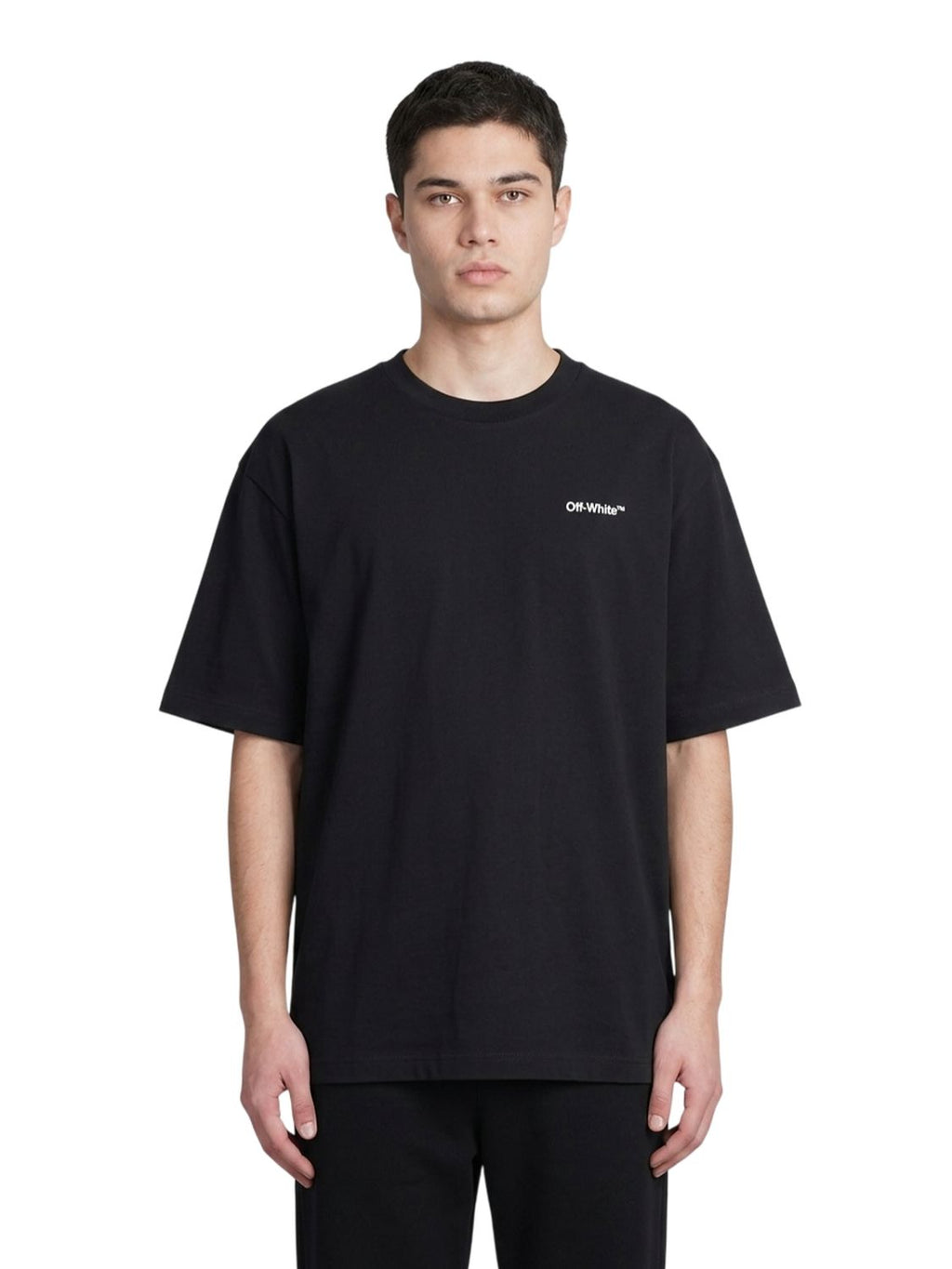 Off White T-Shirt mit Tattoo Arrow-Stickerei Schwarz Herren