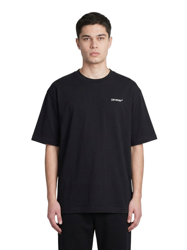 Off White T-Shirt mit Tattoo Arrow-Stickerei Schwarz Herren