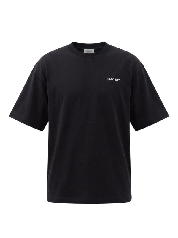 Off White T-Shirt mit Tattoo Arrow-Stickerei Schwarz Herren