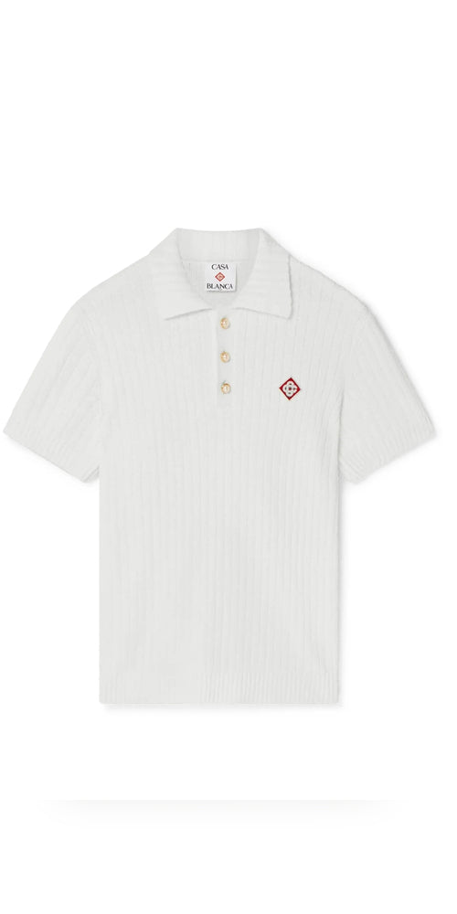 Casa Blanca Boucle Polo Shirt Herren weiß