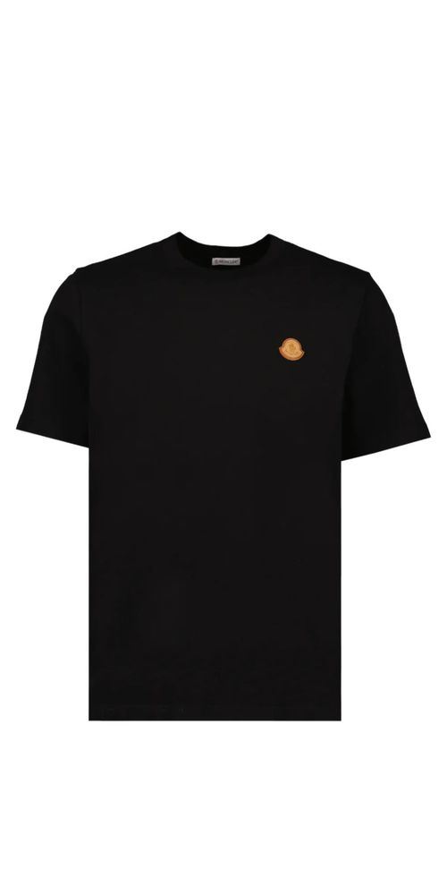 Moncler Leather Logo T-Shirt Herren schwarz