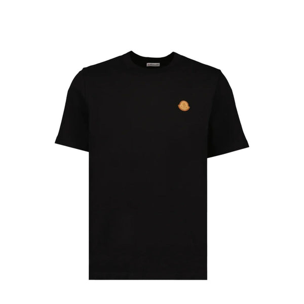Moncler Leather Logo T-Shirt Herren schwarz