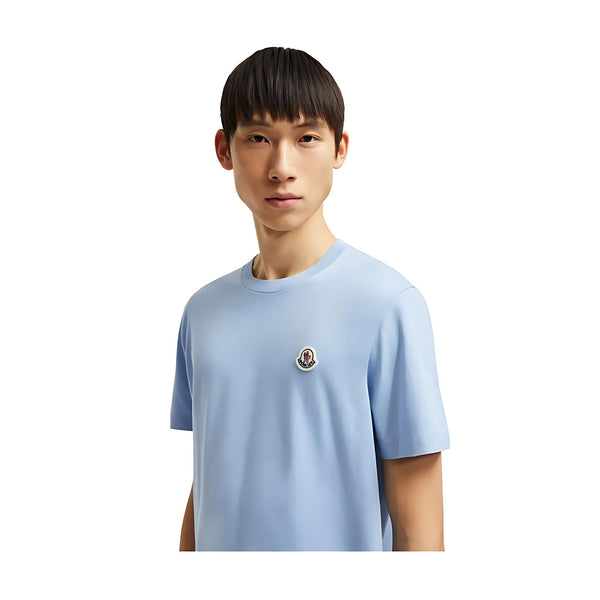 Moncler Logo Patch Cotton T-Shirt Herren Hellblau