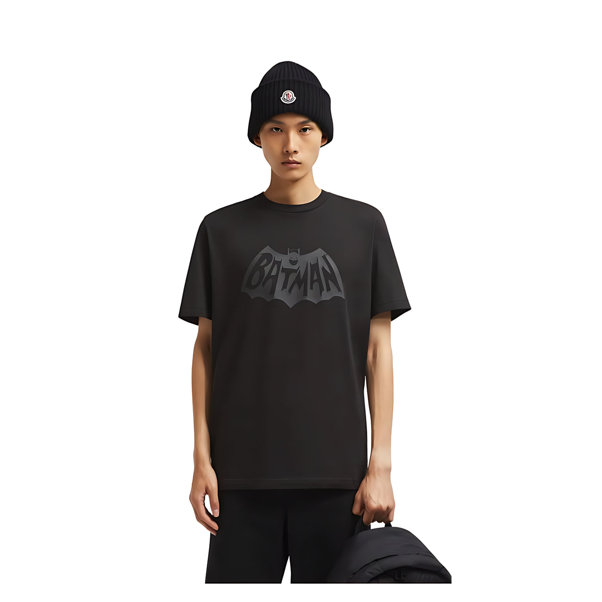 Moncler Batman Logo Cotton T-Shirt Herren schwarz