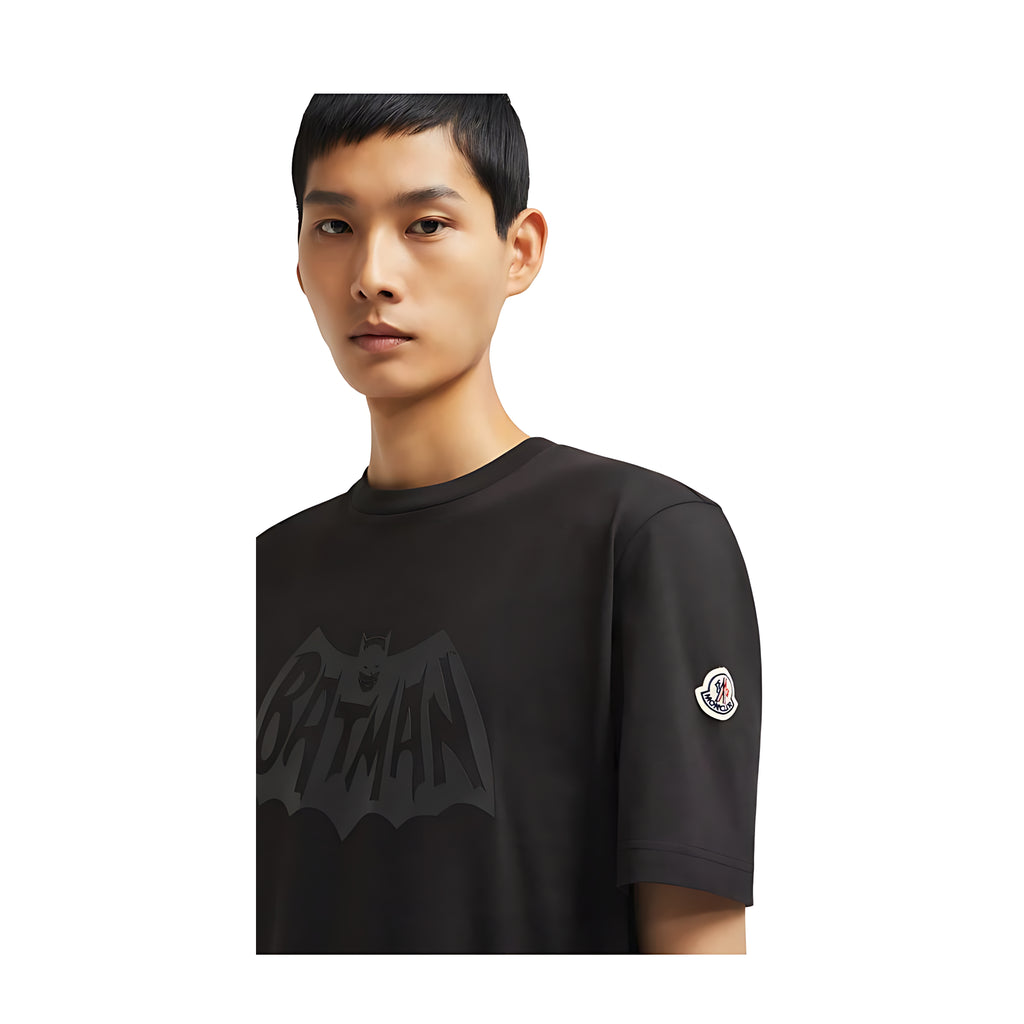 Moncler Batman Logo Cotton T-Shirt Herren schwarz