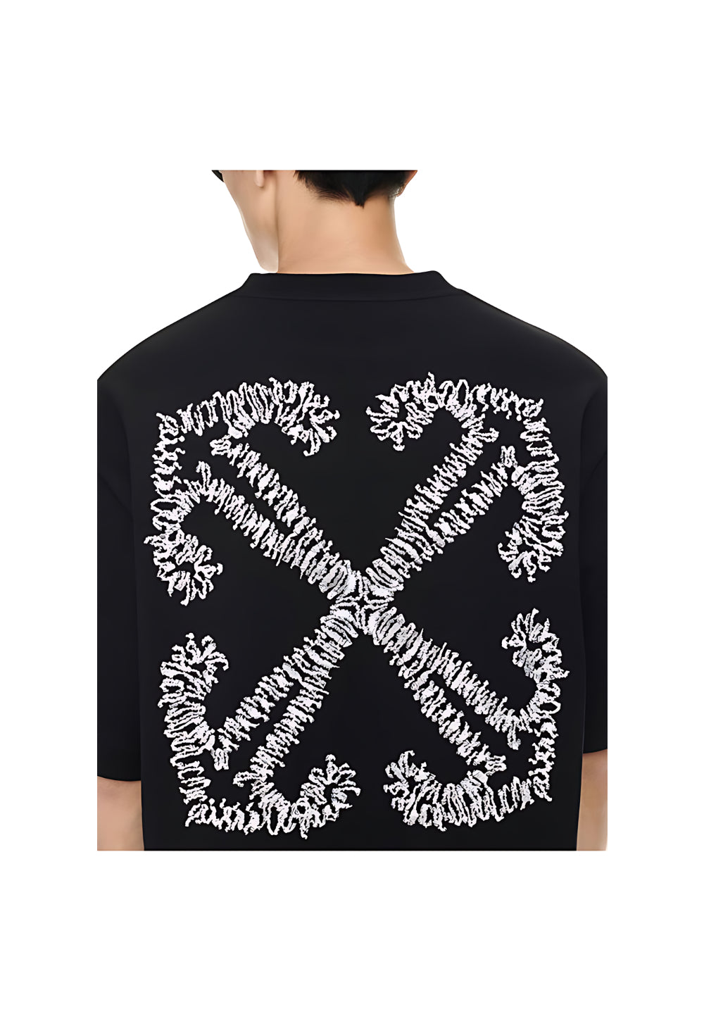 Off White T-Shirt mit Tattoo Arrow-Stickerei Schwarz Herren