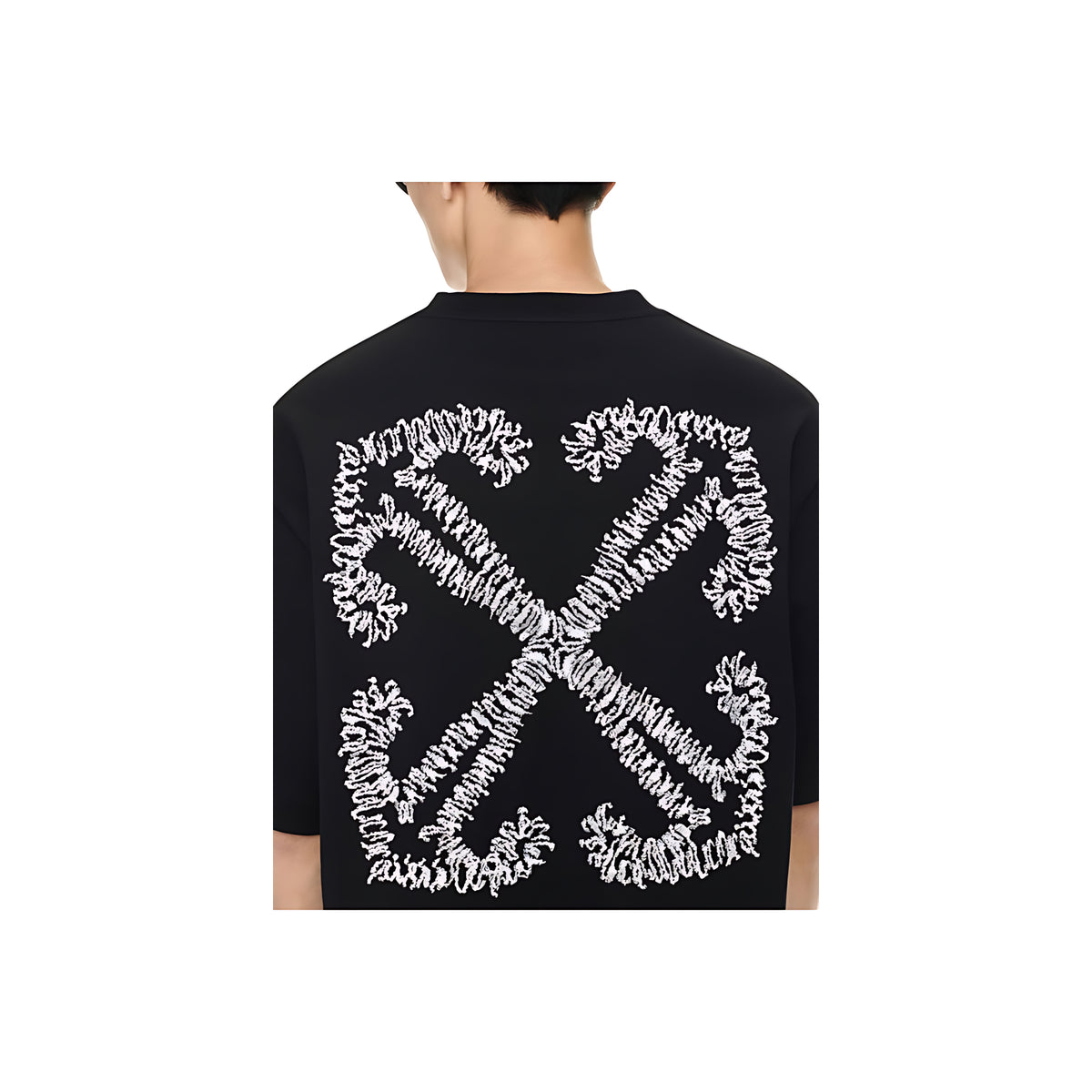 Off White T-Shirt mit Tattoo Arrow-Stickerei Schwarz Herren