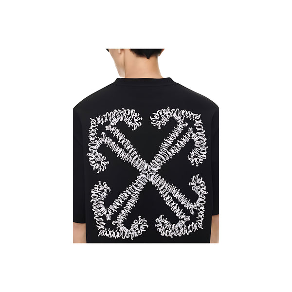 Off White T-Shirt mit Tattoo Arrow-Stickerei Schwarz Herren