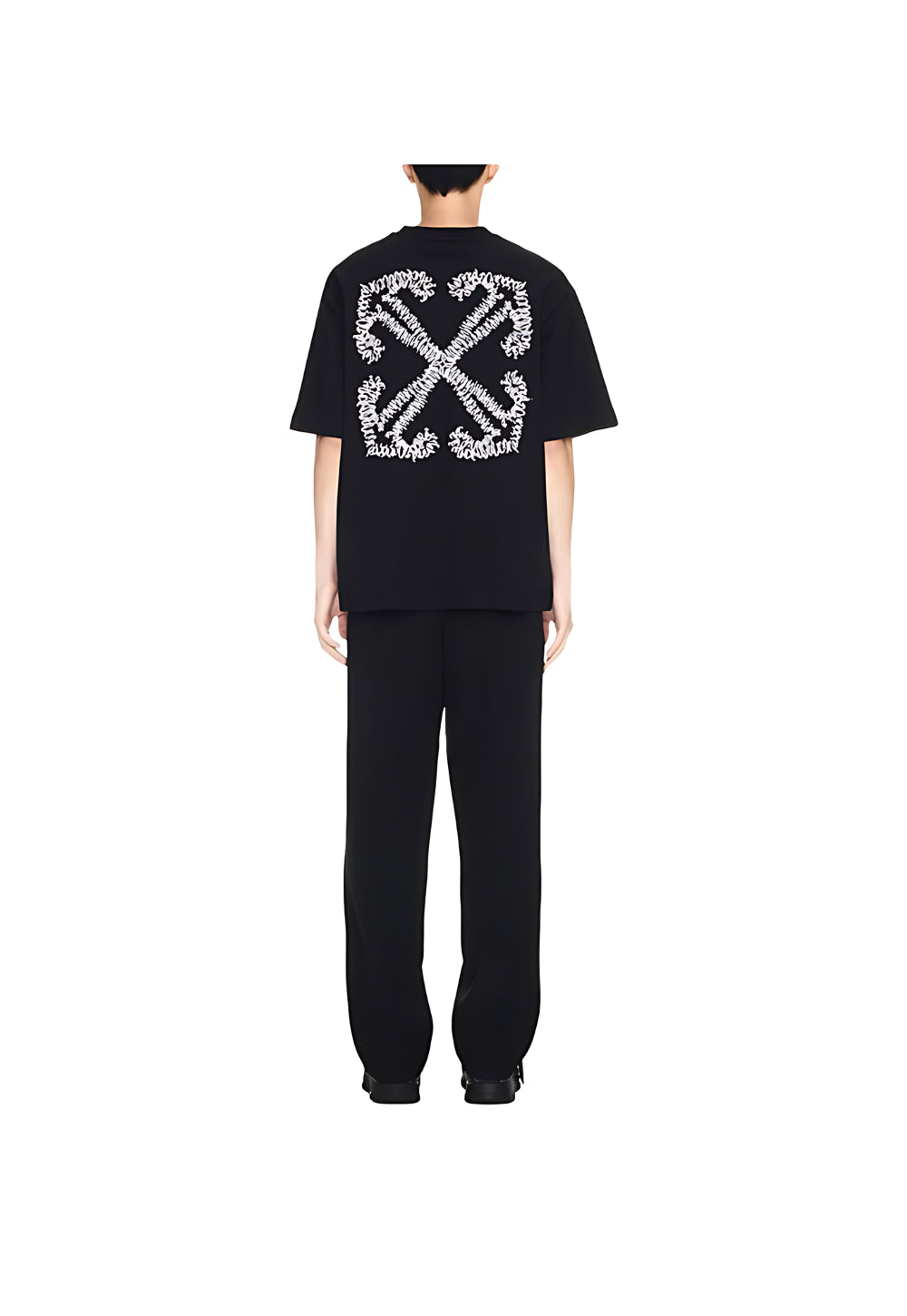 Off White T-Shirt mit Tattoo Arrow-Stickerei Schwarz Herren
