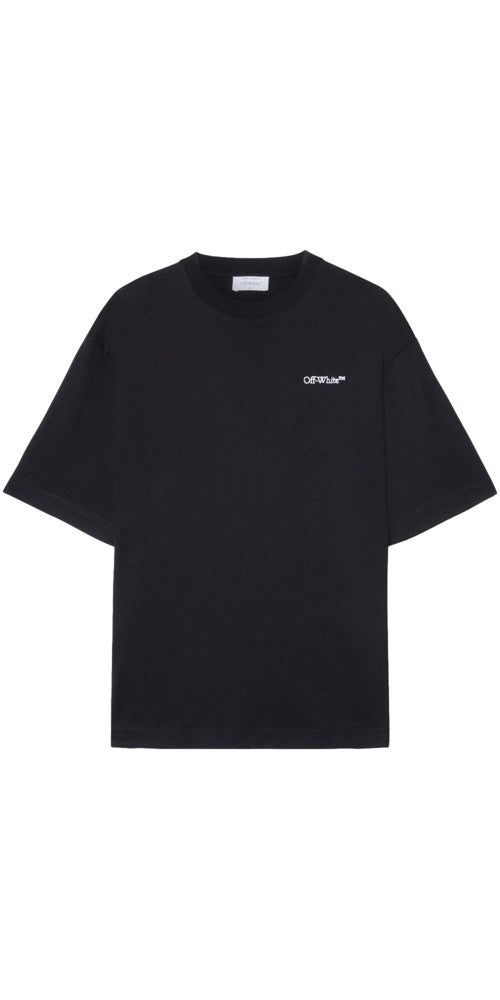 Off White T-Shirt mit Tattoo Arrow-Stickerei Schwarz Herren