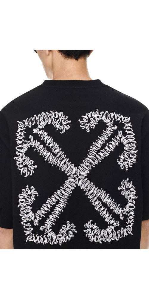 Off White T-Shirt mit Tattoo Arrow-Stickerei Schwarz Herren Zweitbild
