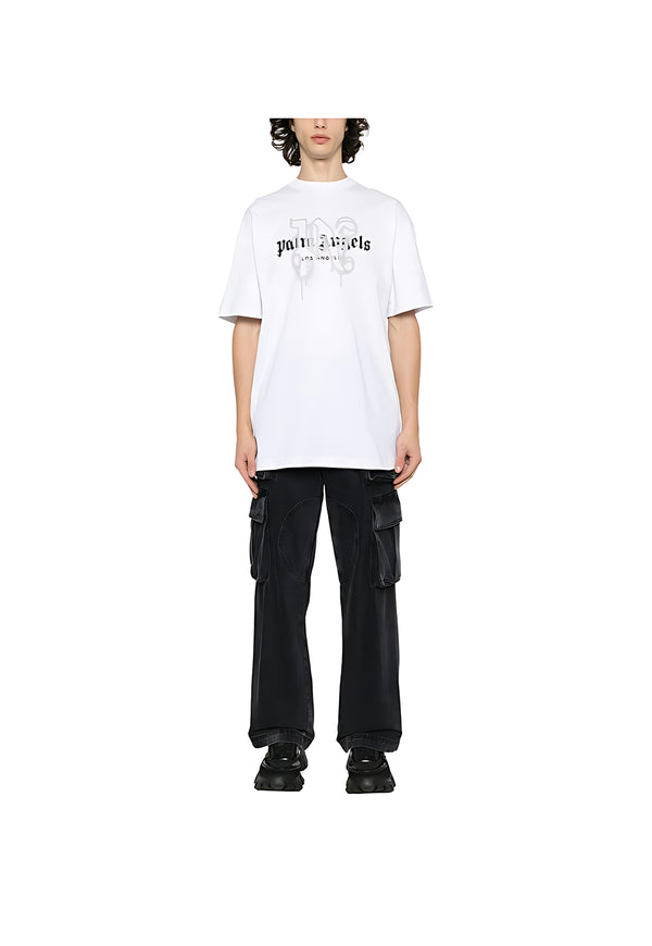 Palm Angels Los Angeles Monogram Print T-Shirt Weiß Herren
