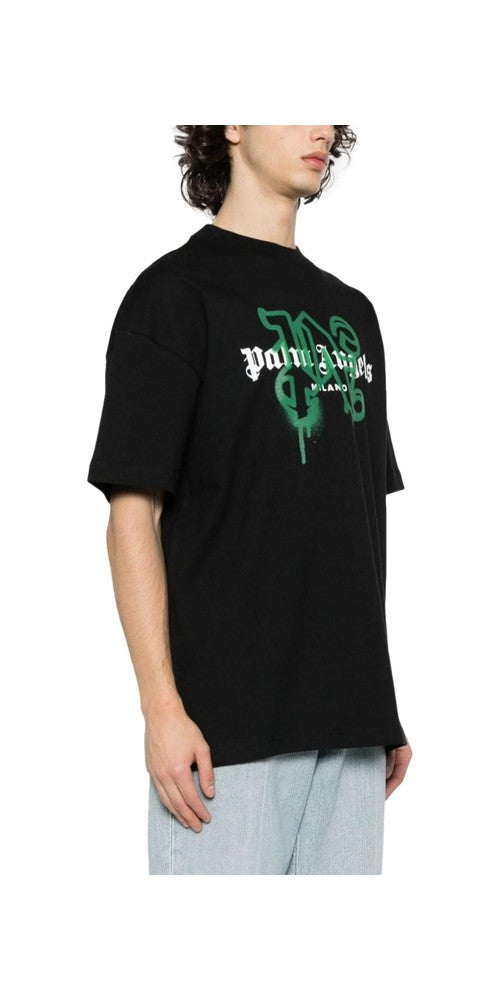 Palm Angels Milano Monogram Print T-Shirt Schwarz Herren