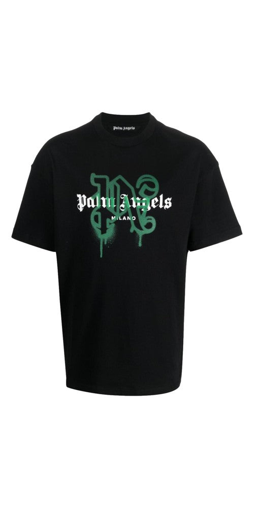 Palm Angels Milano Monogram Print T-Shirt Schwarz Herren
