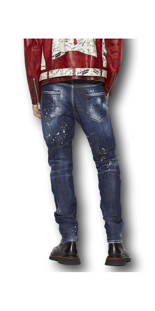 Dsquared2 Dark Ripped Bleach Jeans Herren