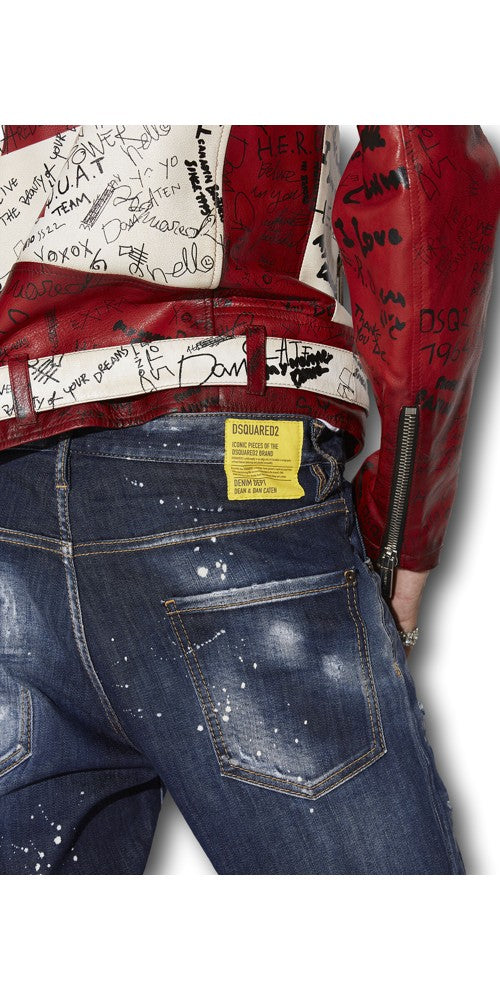 Dsquared2 Dark Ripped Bleach Jeans Herren