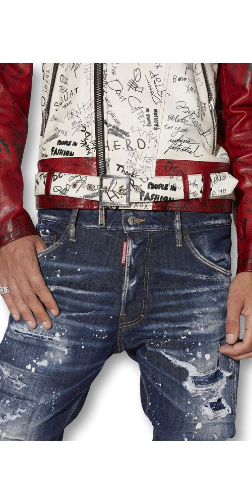 Dsquared2 Dark Ripped Bleach Jeans Herren