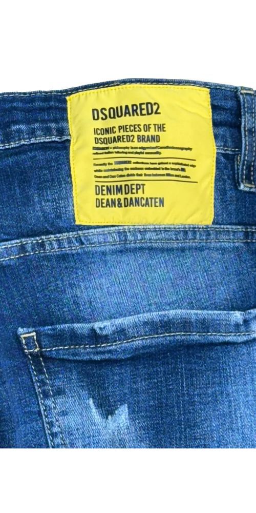 Dsquared2 Yellow Patch Distressed Denim Jeans Herren