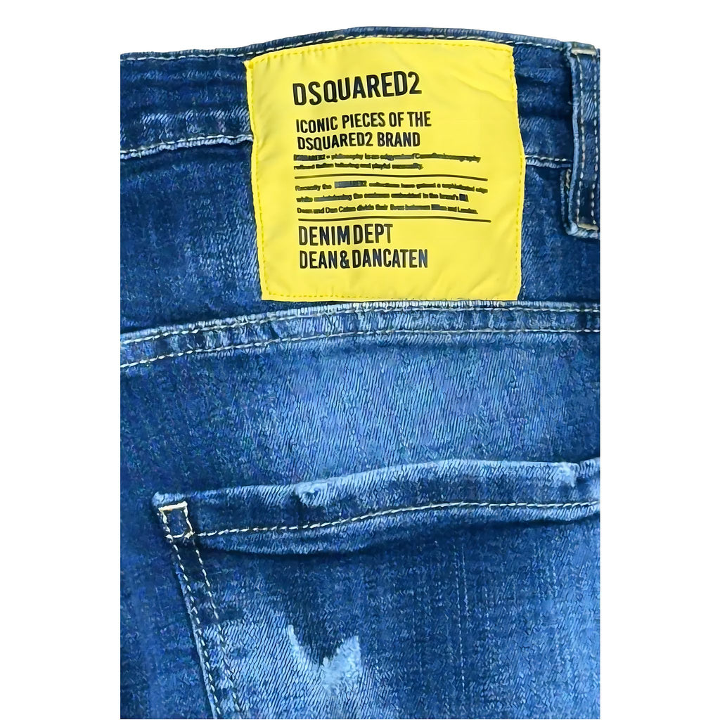 Dsquared2 Yellow Patch Distressed Denim Jeans Herren