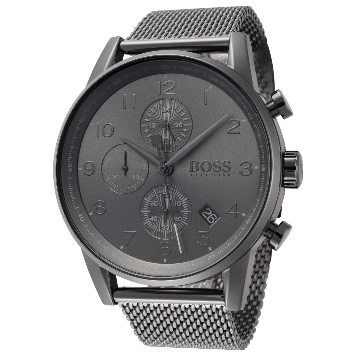 Boss Navigator Herren Chronograph Grau Edelstahl Mesh HB1513674 Hauptbild