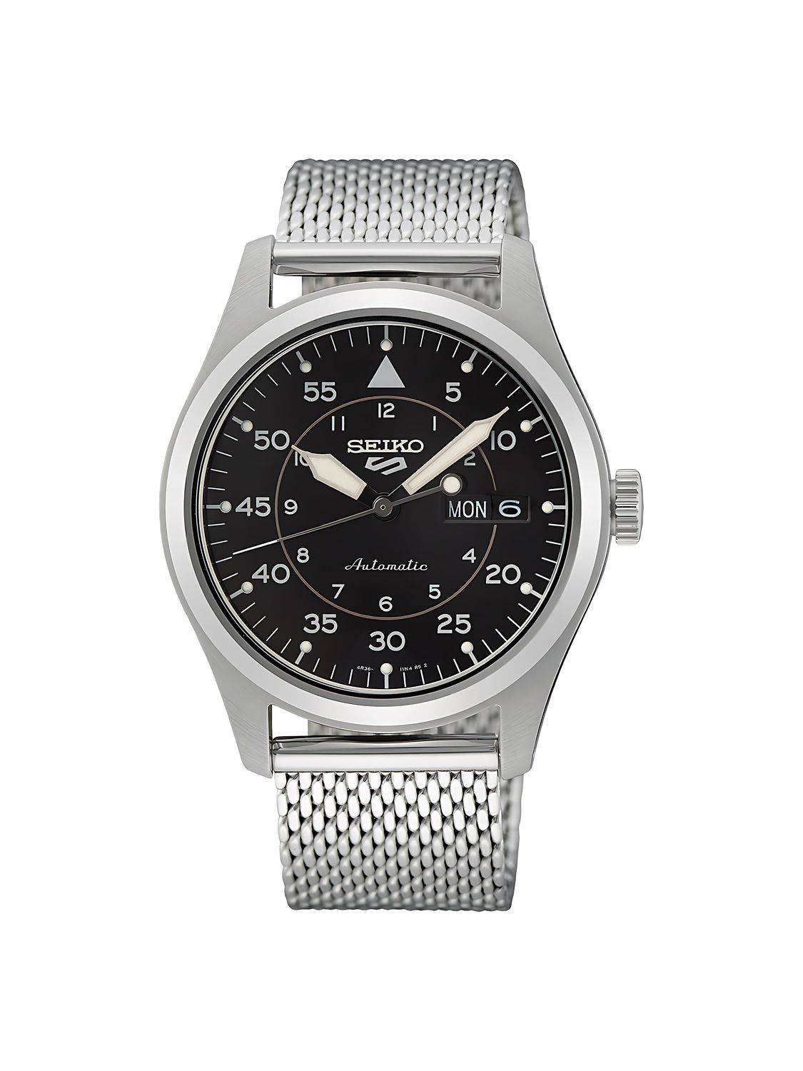 Seiko 5 Sports Field SRPH23K1 Automatik Herrenuhr 39,4 mm Schwarz Silber