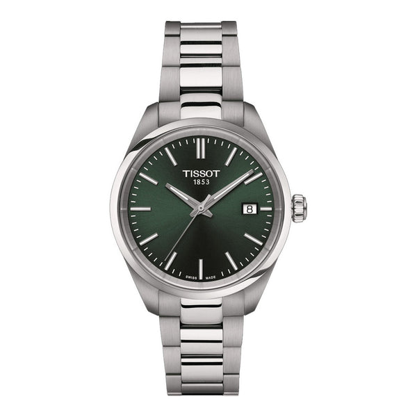 Tissot PR 100 34mm Silber Grün Damenuhr