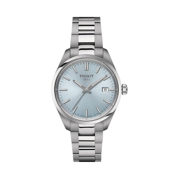 Tissot PR 100 34mm Silber Eisblau Damenuhr