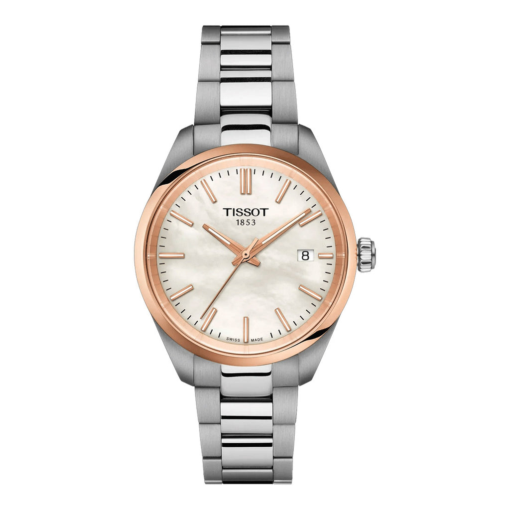 Tissot PR 100 34mm Silber Gold Damenuhr