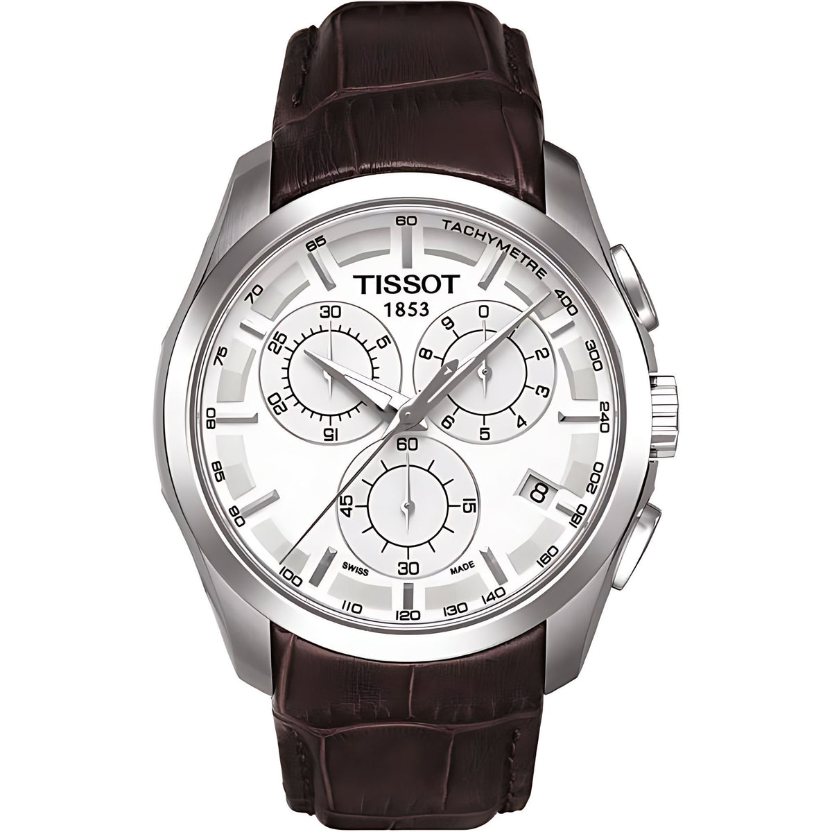 Tissot Couturier Herrenuhr silber braun Lederarmband Hauptbild