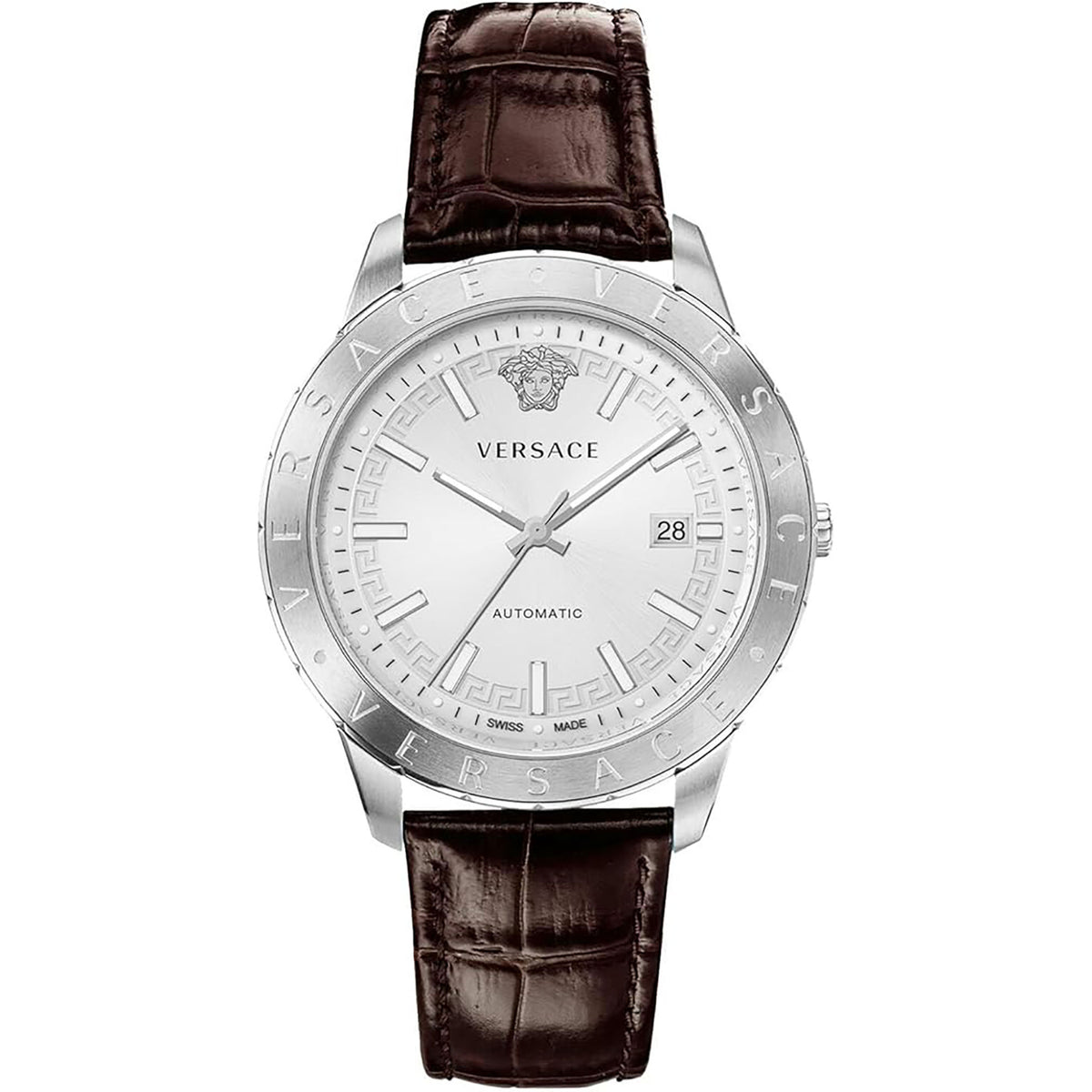 Versace Univers Automatik Herrenuhr Silber Braun Hauptbild