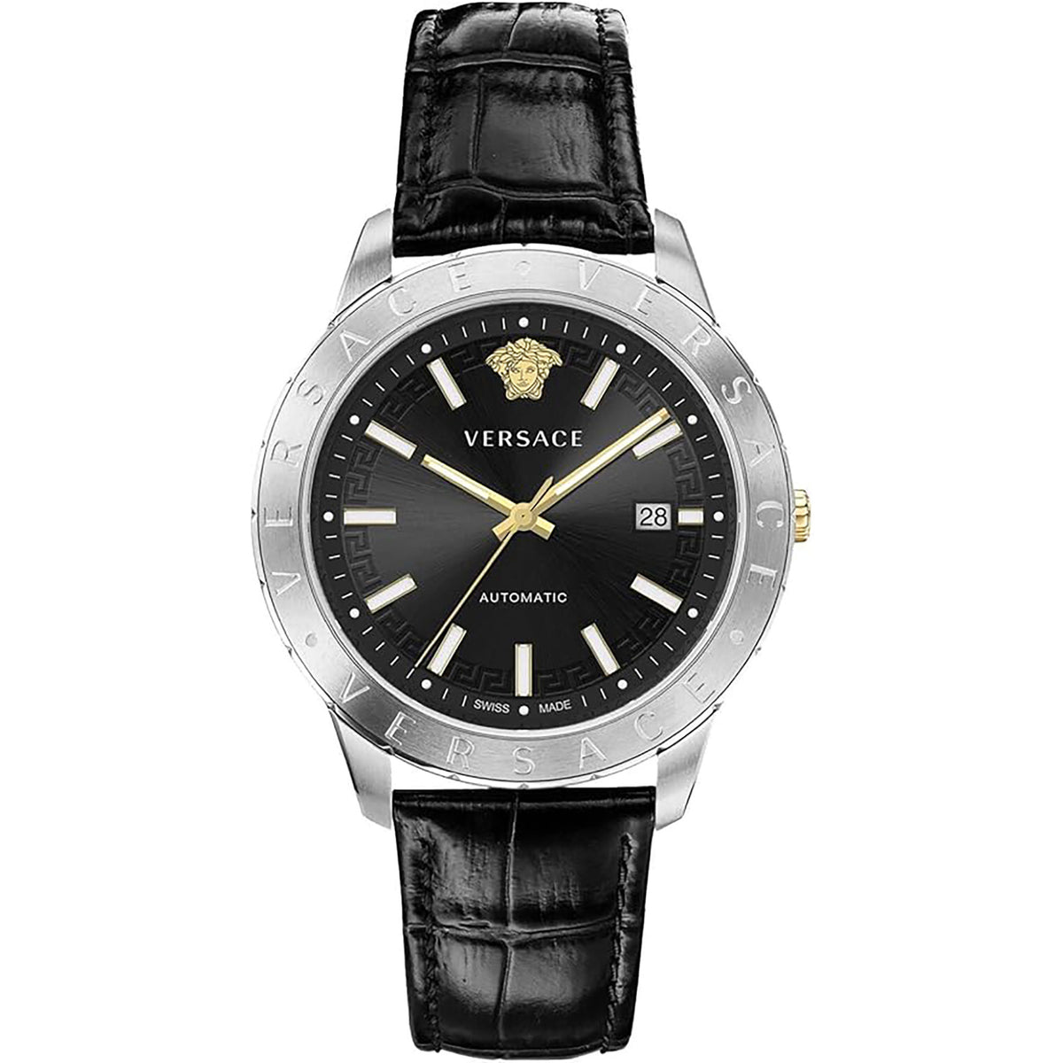 Versace Univers Automatik Herrenuhr Schwarz Leder Hauptbild