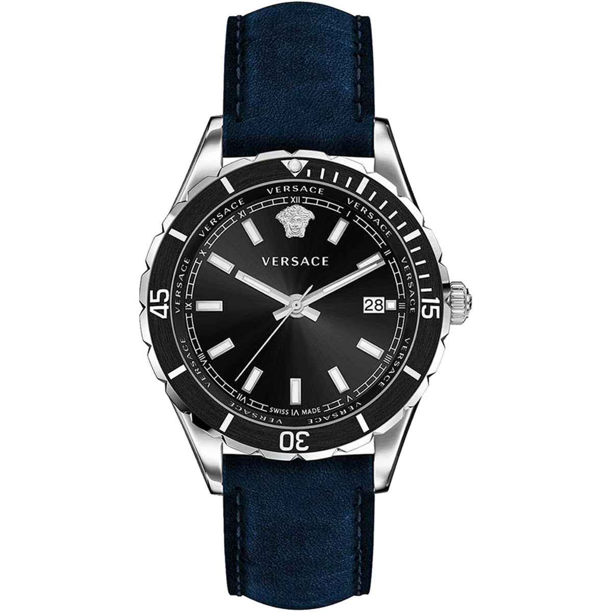 Versace Hellenyium Herrenuhr silber schwarz