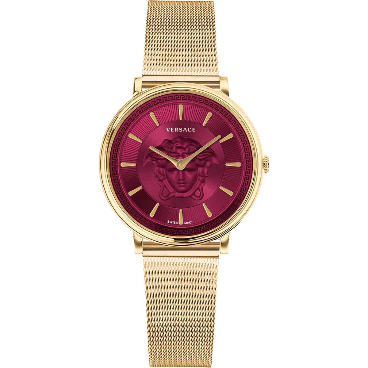 Versace V Circle Medusa Damenarmbanduhr gold rot Hauptbild