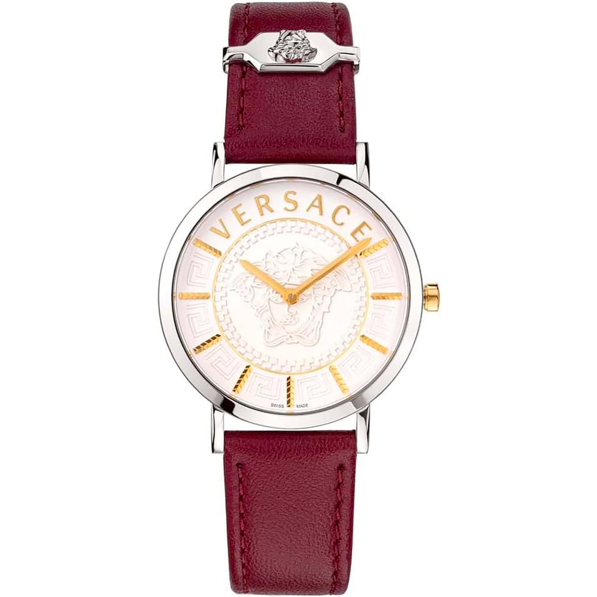 Versace Essential Damenuhr silber weinrot Hauptbild