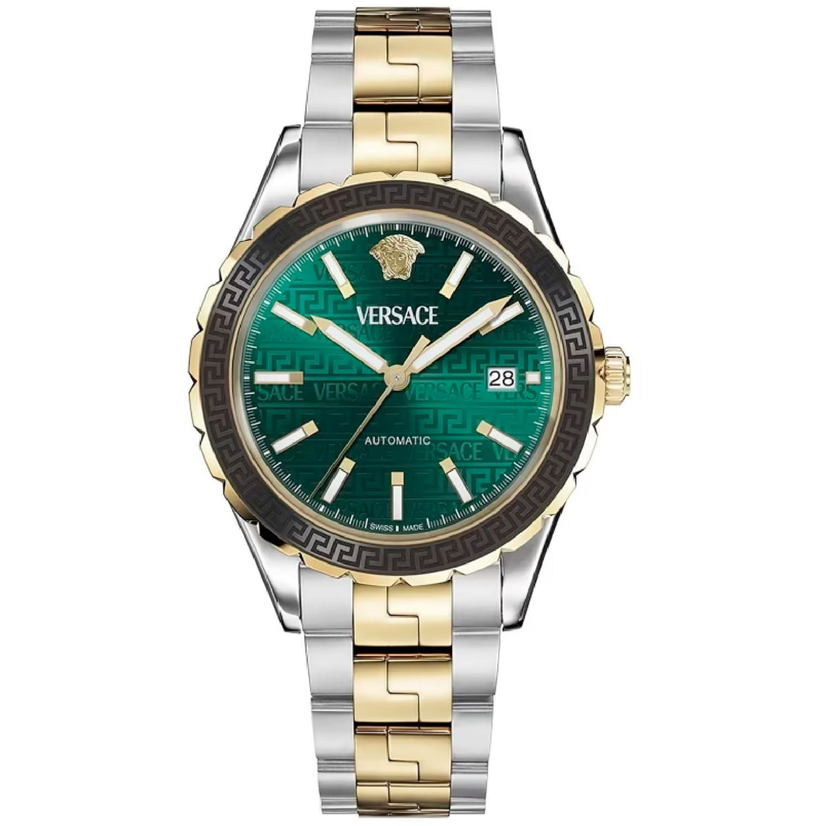 Versace Hellenyium Herrenuhr silber gold gruen Hauptbild