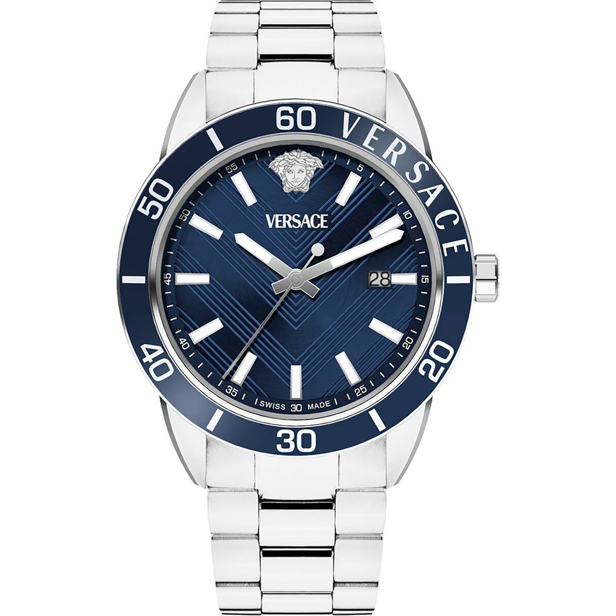 Versace Greca Urban Herrenuhr silber blau Hauptbild