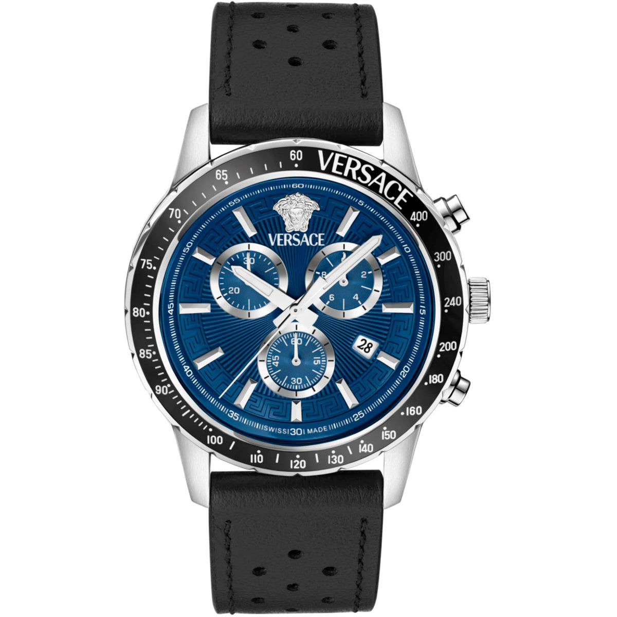 Versace Sport Chrono Herrenuhr silber schwarz blau