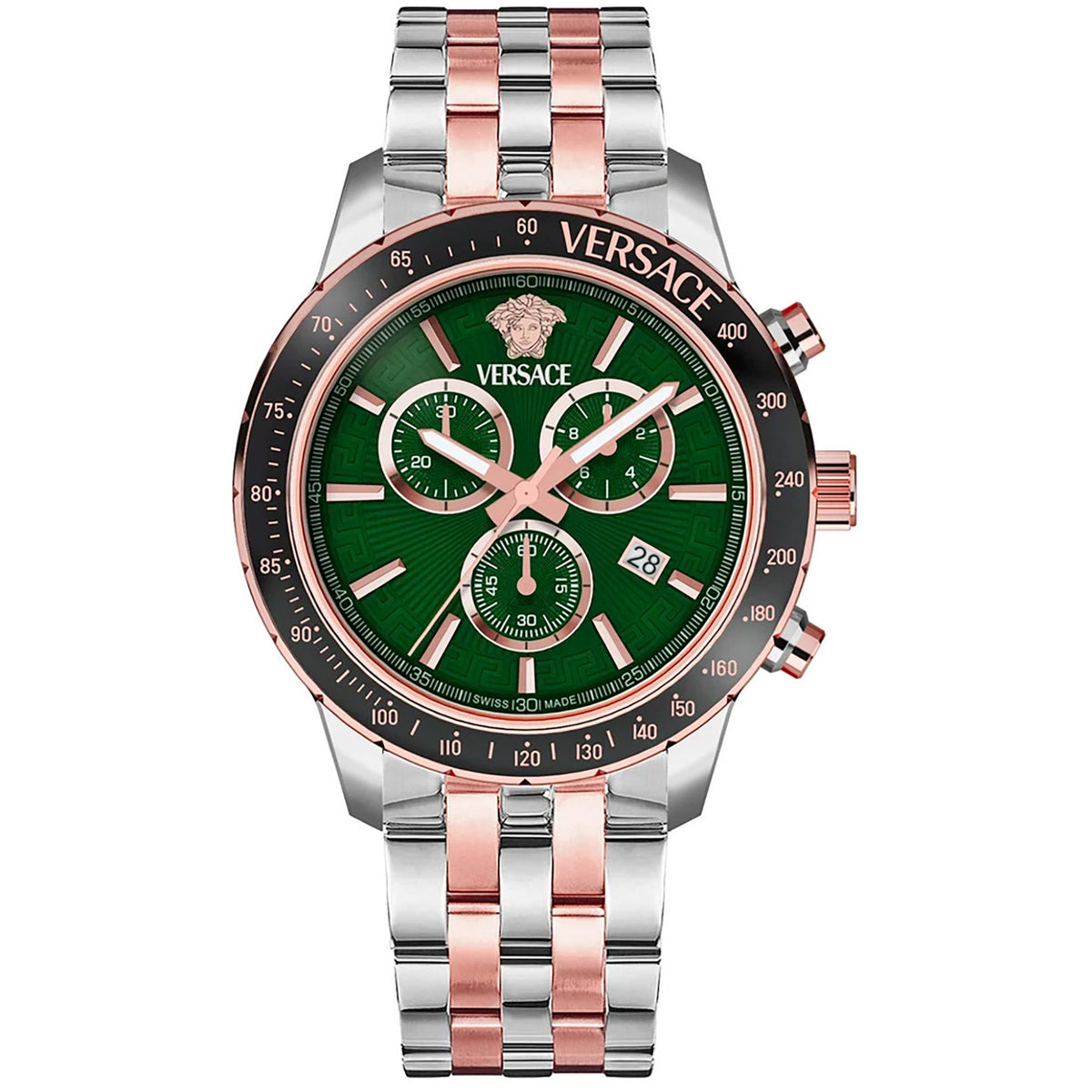 Versace Greca Chronograph Herrenuhr silber gruen schwarz Hauptbild