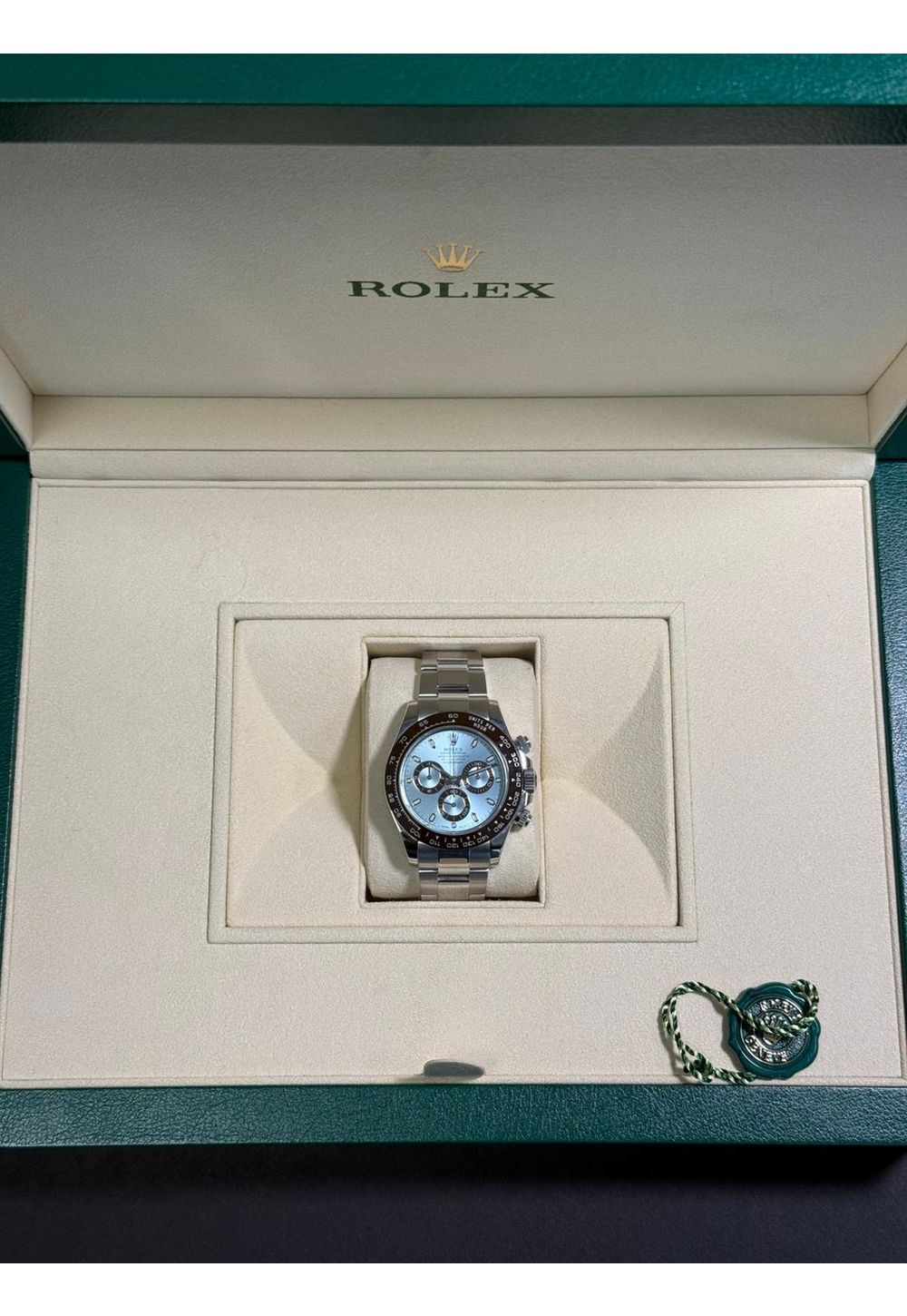 Rolex Cosmograph Daytona Platinum Ice-Blue Dial with Brown Cerachrom Bezel – Reference 116506