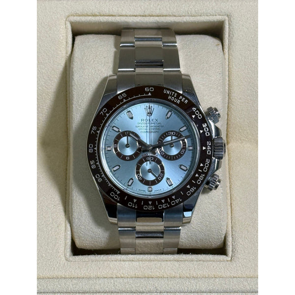 Rolex Cosmograph Daytona Platinum Ice-Blue Dial with Brown Cerachrom Bezel – Reference 116506